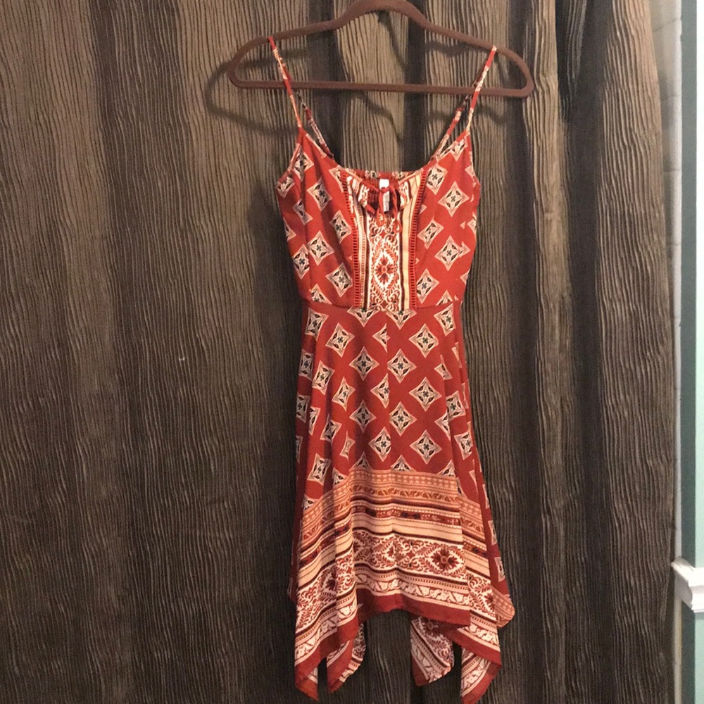 Boho a-symmetric hem line dress
